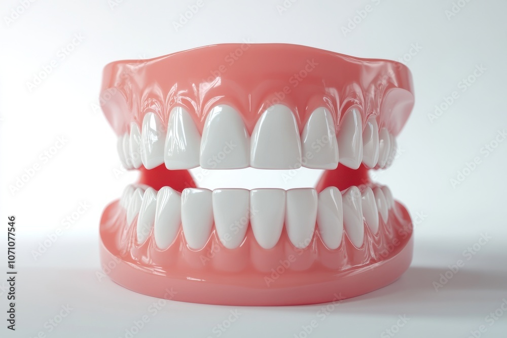 Obraz premium 3D Render of Teeth Model, Front View on White Background