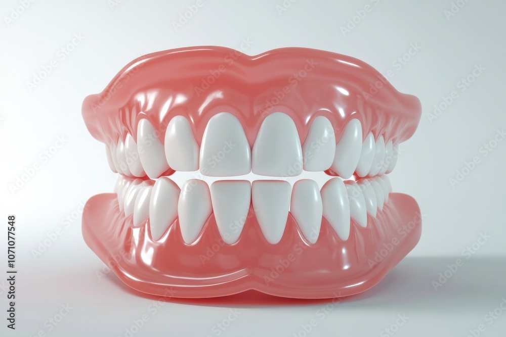Obraz premium 3D Render of Teeth Model, Front View on White Background