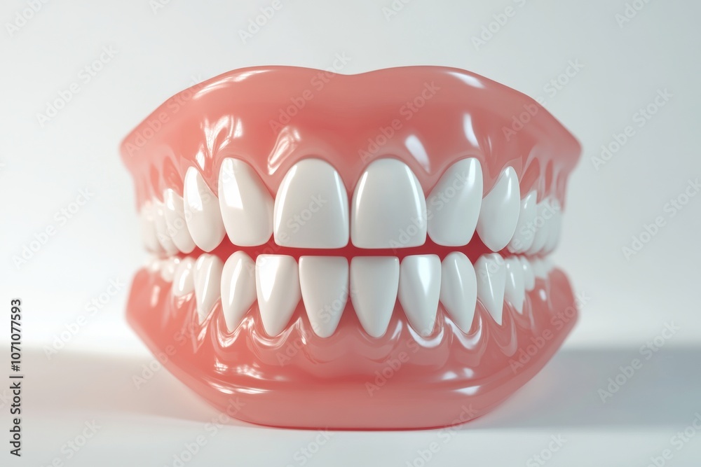 Obraz premium 3D Render of Teeth Model, Front View on White Background