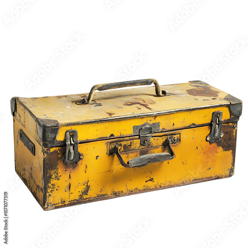 Old Metal Toolbox Photo on Transparent Background