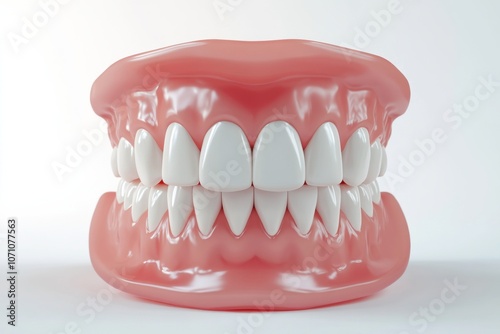 3D Render of Teeth Model, Front View on White Background