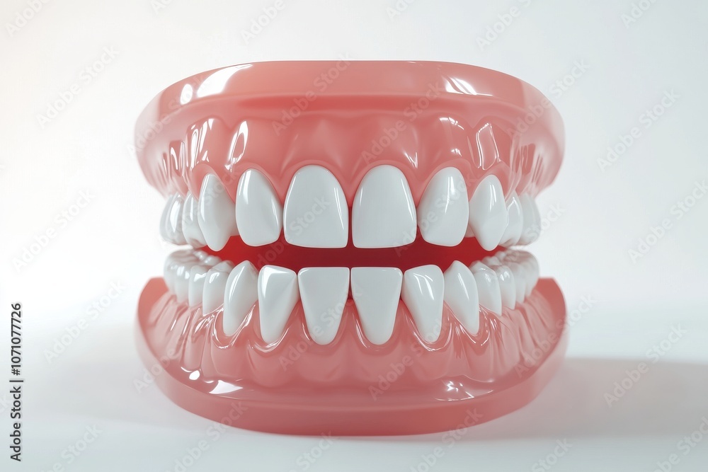 Obraz premium 3D Render of Teeth Model, Front View on White Background