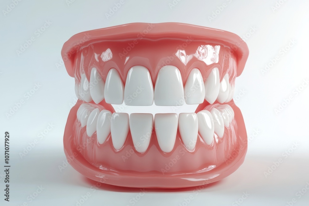 Obraz premium 3D Render of Teeth Model, Front View on White Background