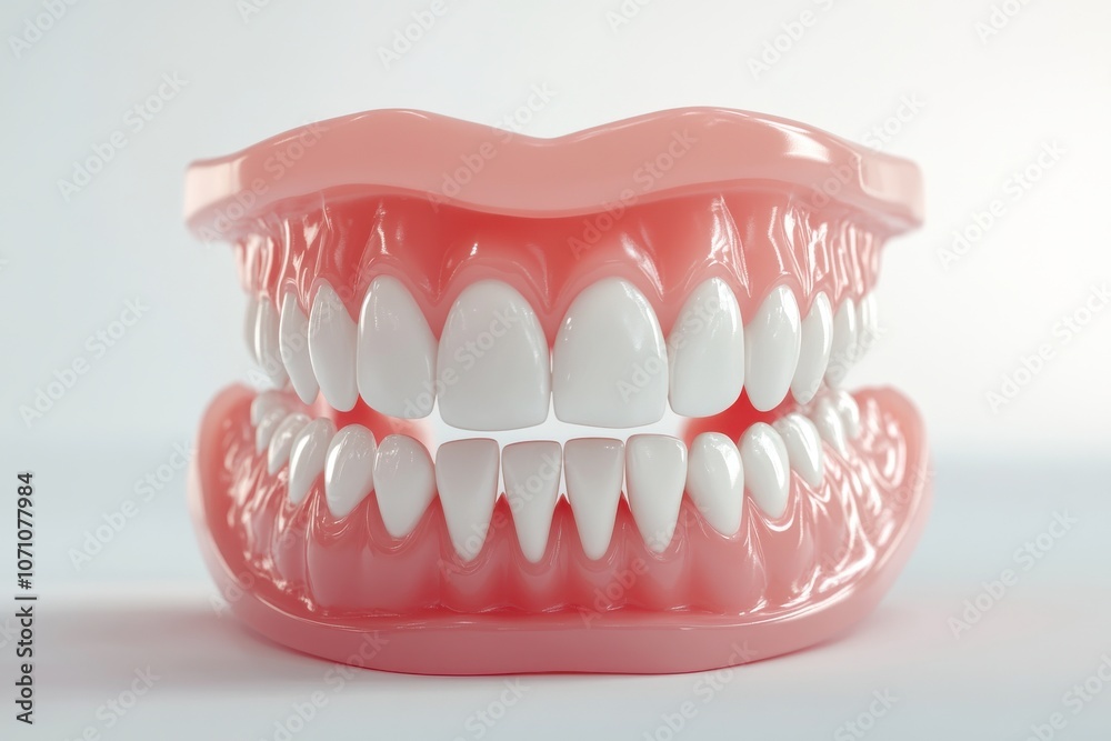 Obraz premium 3D Render of Teeth Model, Front View on White Background