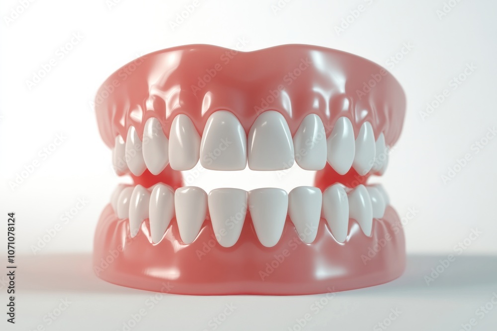 Obraz premium 3D Render of Teeth Model, Front View on White Background