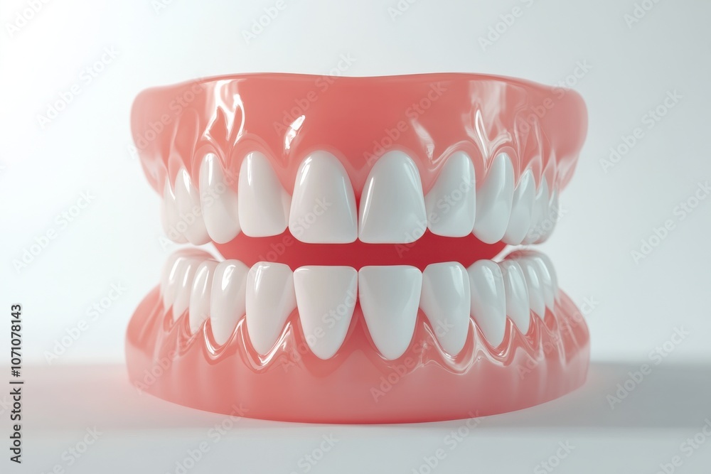 3D Render of Teeth Model, Front View on White Background 3D Render of Teeth Model, Front View on White Background