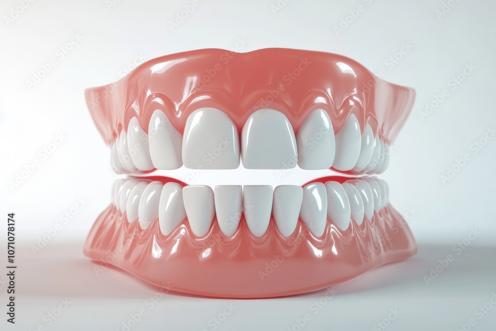 Obraz premium 3D Render of Teeth Model, Front View on White Background