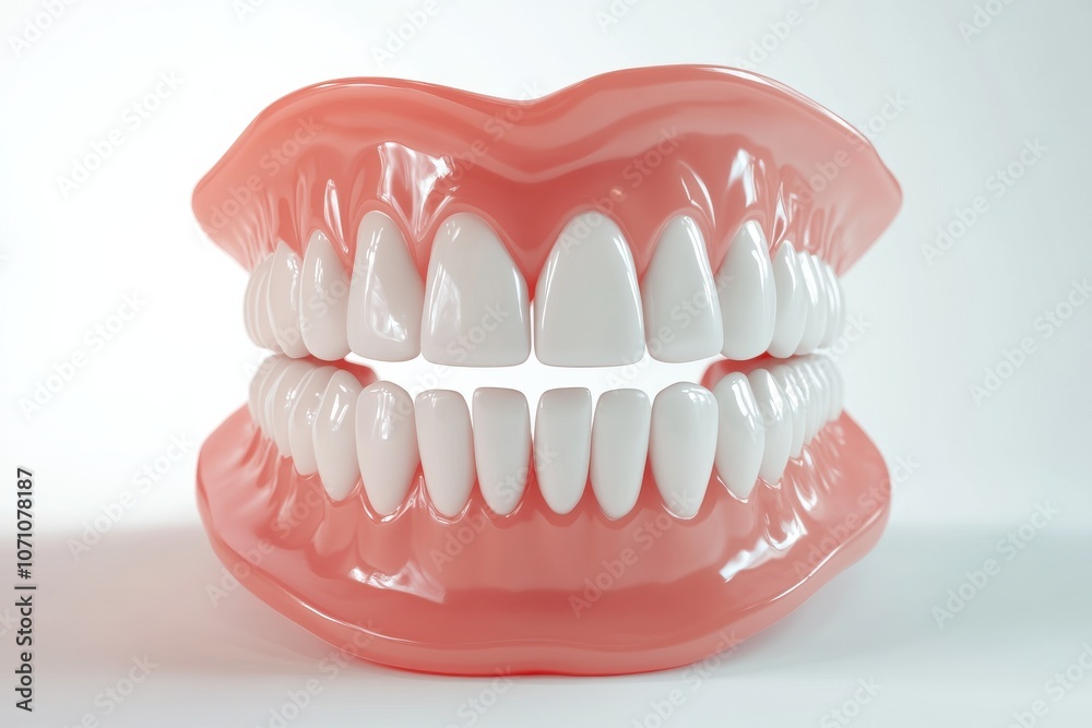 3D Render of Teeth Model, Front View on White Background 3D Render of Teeth Model, Front View on White Background