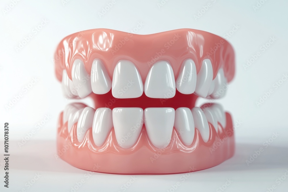 Fototapeta premium 3D Render of Teeth Model, Front View on White Background