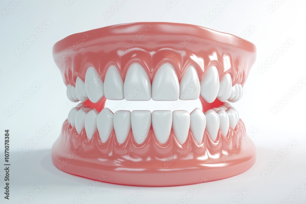 Obraz premium 3D Render of Teeth Model, Front View on White Background