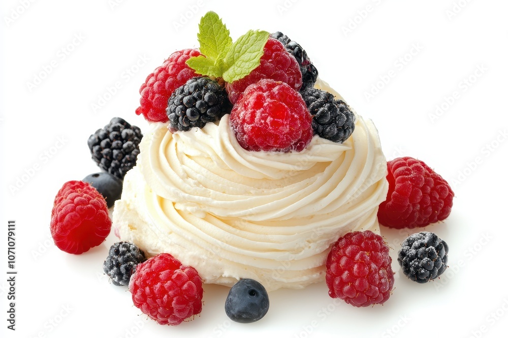 Mascarpone cream cheese and fresh berries on a white background Mascarpone cream cheese and fresh berries on a white background