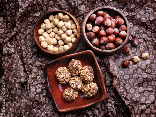Hazelnut, krokan,coffee and hazelnuts bomb