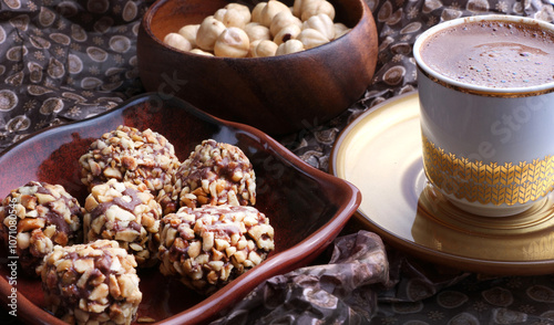 Hazelnut, krokan,coffee and hazelnuts bomb