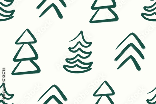 Seamless pattern with Christmas tree in green color | Natural forest evergreen trees minimalist pattern background | for card, wrapping paper, wallpaper, presentation, print