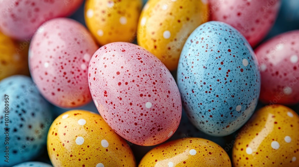 Close-up of Colorful Speckled Easter Eggs Close-up of Colorful Speckled Easter Eggs