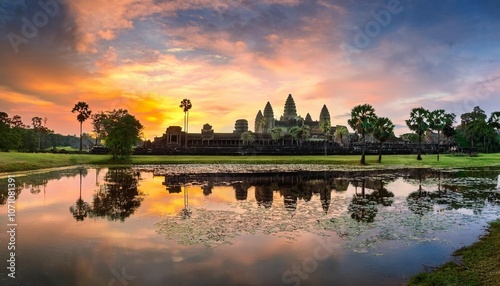 angkor wat popular touristic ancient temple complex at sunrise cambodia symbol famous temples near siem reap combodia