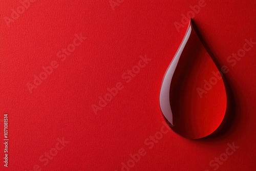 Paper blood drop on red background symbolizes blood disorders like anemia sickle cell disease hemophilia leukemia and ITP photo