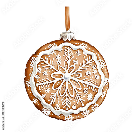 Watercolor Christmas Holiday Gingerbread ornaments, baubles cookies on transparent background. Perfect for invites, Christmas cards, sublimation designs, wall art.