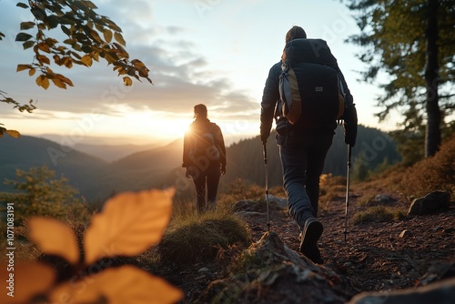 Hikers Explore Scenic Trails at Sunrise