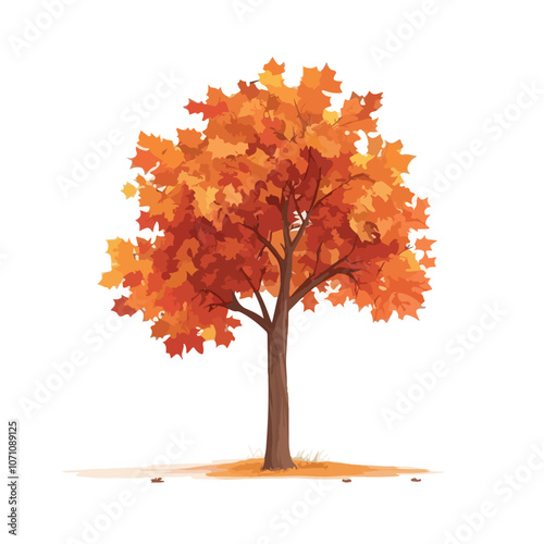 Vibrant Maple Tree Autumn Background with Falling Leaves