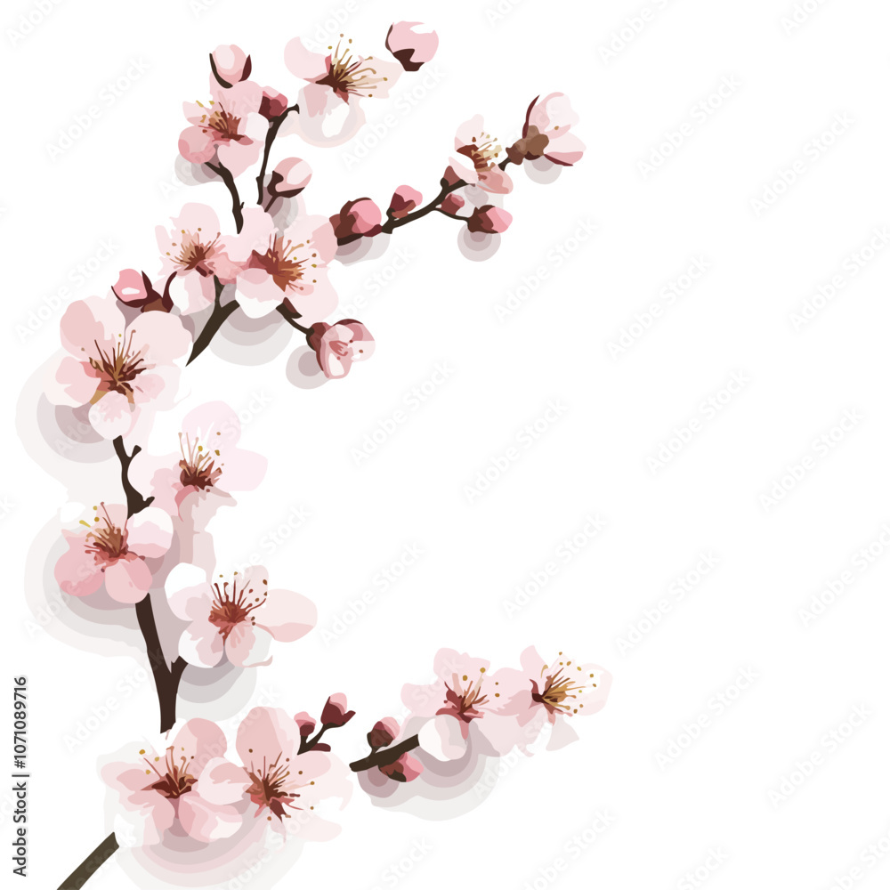 Obraz premium Vibrant Cherry Spring Flower Background Vector Illustration