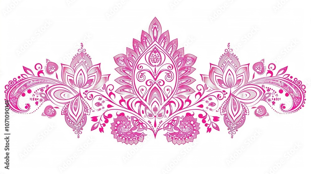 Pink and White Floral Design with Swirls and Dots Pink and White Floral Design with Swirls and Dots