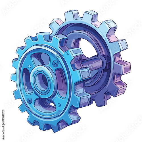 Detailed 3D Printing Mechanism Cogwheel Line Icon