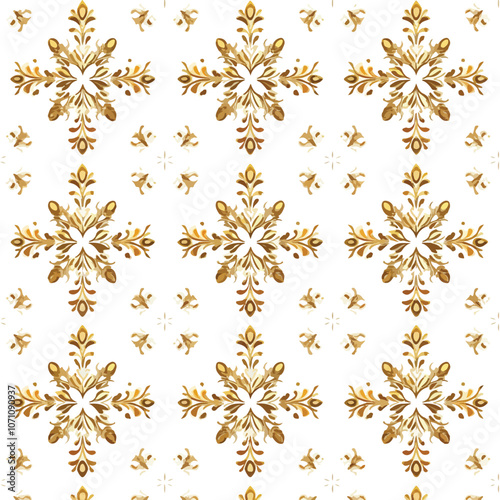 Elegant Golden Snowflake Seamless Pattern for Winter Designs