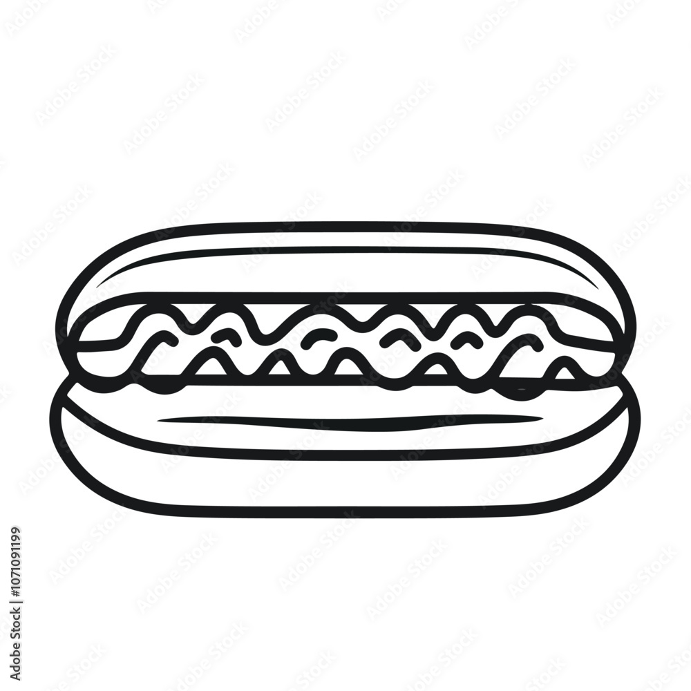 Hot Dog Line Icon Picnic Concept Hot Dog Line Icon Picnic Concept