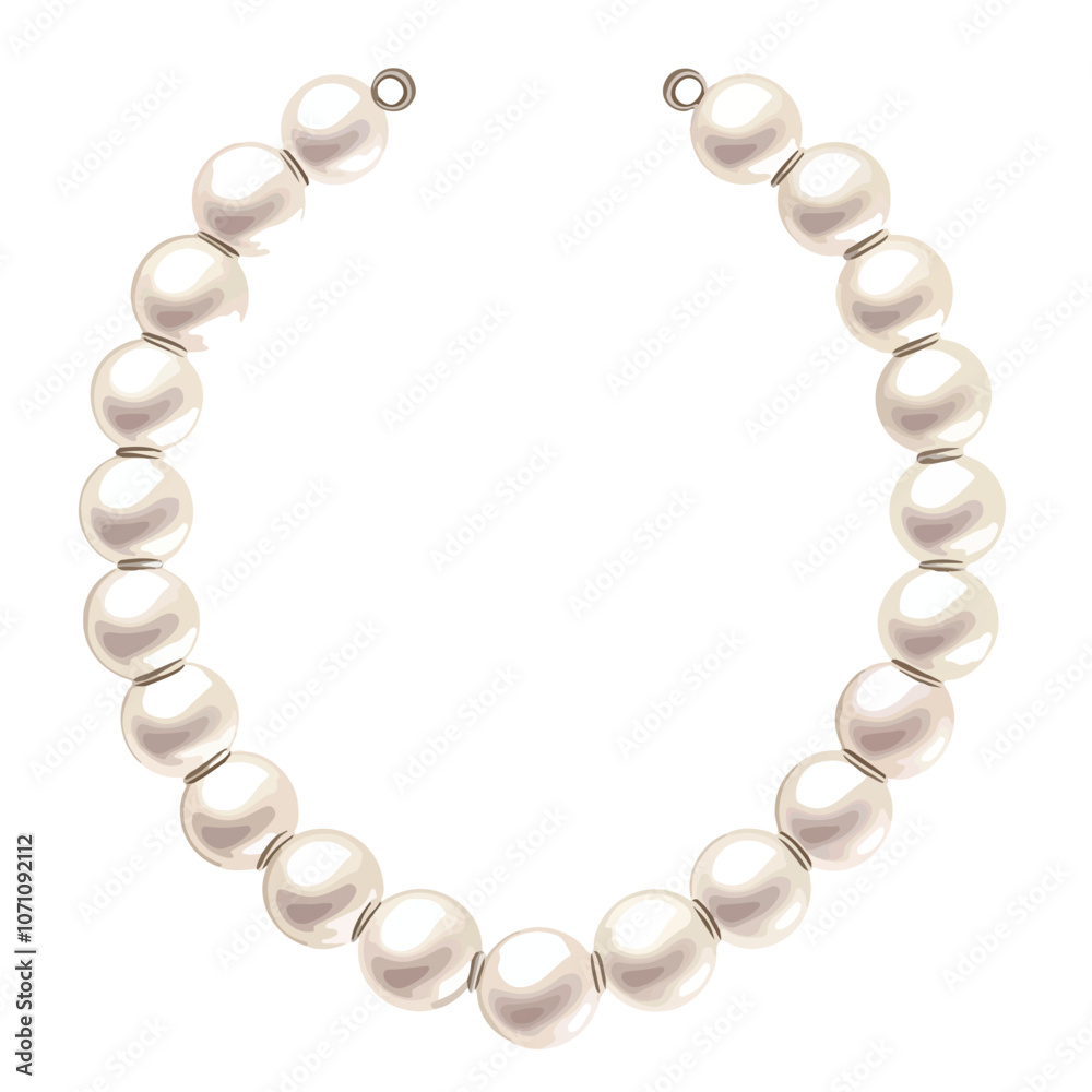 Elegant Pearl Necklace Vector Illustration Isolated on White Background Elegant Pearl Necklace Vector Illustration Isolated on White Background
