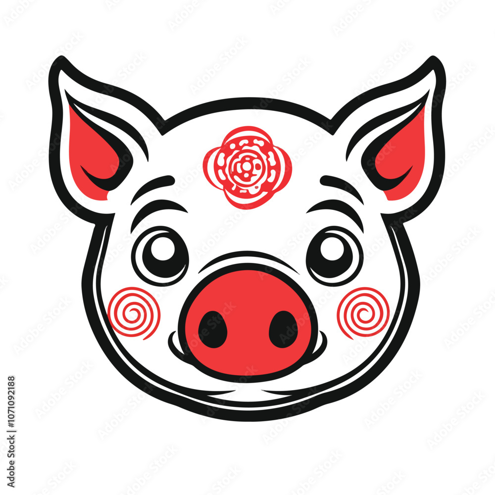 Fototapeta premium Piglet Face Outline Logo Design with Line Art - Unique Pig Icon for Graphic Projects