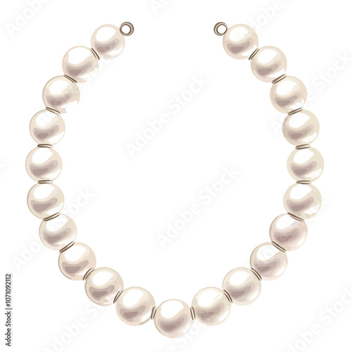 Elegant Pearl Necklace Vector Illustration Isolated on White Background