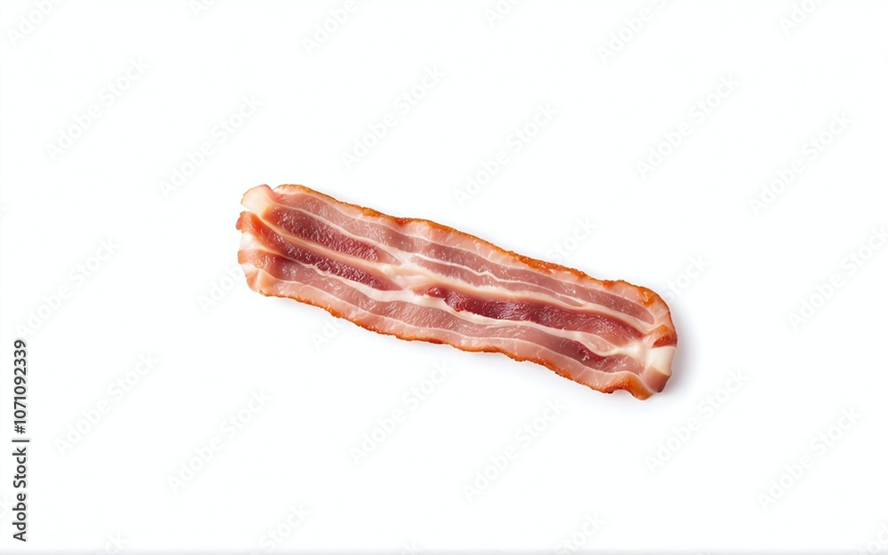 High-Quality Bacon Strips Against a White Background for Food Styling and Recipes High-Quality Bacon Strips Against a White Background for Food Styling and Recipes