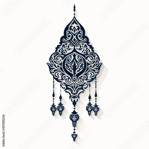 Elegant Ramadan Mubarak Symbol Silhouette and Ornate Element