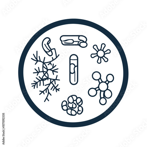 Probiotics Bacteria Icon for Healthy Nutrition Ingredients