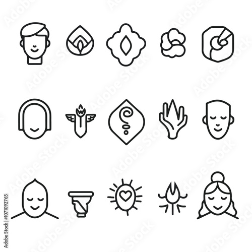 Empowerment and Self-Confidence Icon Set for Self-Acceptance Concepts