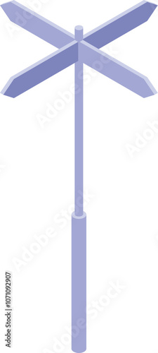Crossroads sign post showing four different directions, isometric icon