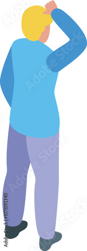 Businessman scratching his head while thinking, rear view