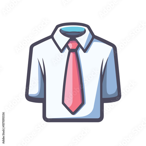 Professional Male Dress Shirt and Tie Icon for Uniforms