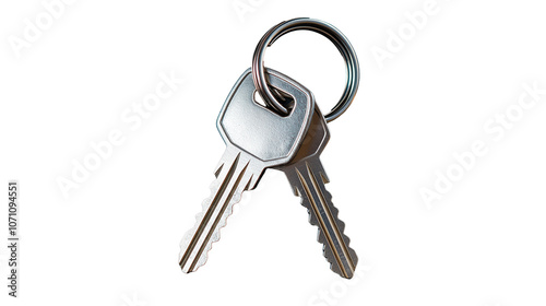 Two metal keys on transparent background