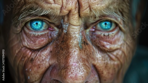 Wallpaper Mural Close-up portrait of an old man with bright blue eyes and emotional wrinkles Torontodigital.ca