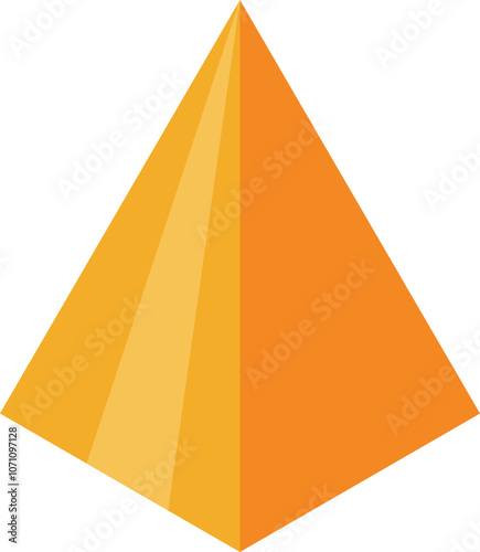 Shiny orange pyramid symbolizing business hierarchy, achievement, and upward growth