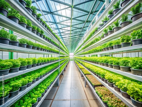 Modern Agricultural Facility Showcasing Sustainable Green Plants in Plastic Wrap: Innovative Growing Techniques for Eco-Friendly Food Production