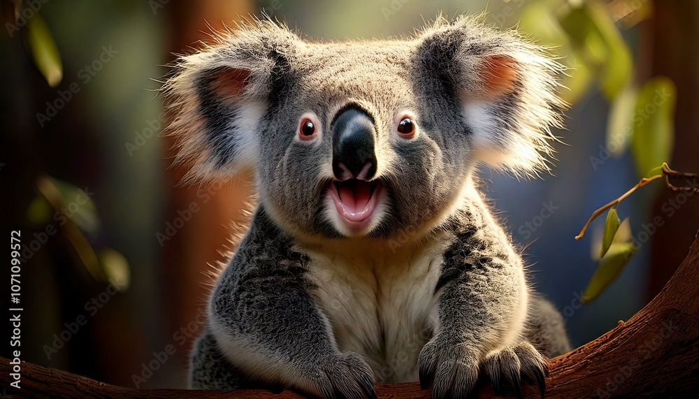 Fototapeta premium Cute koalas enjoy the sunrise in the morning. Save the Koala in Australia