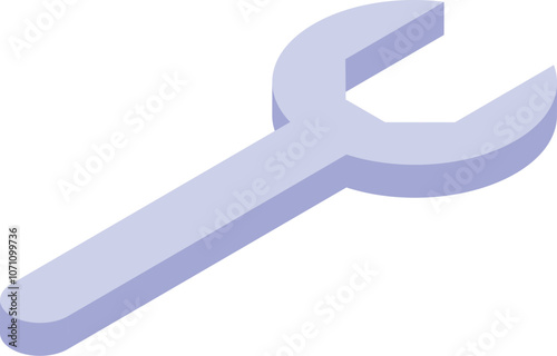 Light purple wrench isolated on white background, representing fixing, maintenance, and repair in an isometric view