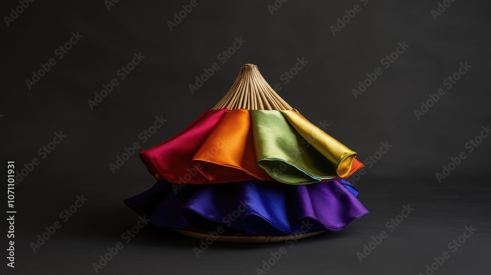 Colorful Fabric Display in Artistic Arrangement Colorful Fabric Display in Artistic Arrangement