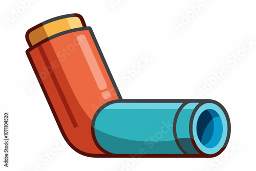 Image of an asthma inhaler or puffer, isolated on white background 