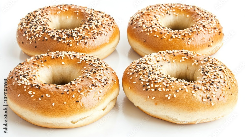 Delicious Sesame Seed Bagels Arranged on a Clean Surface Generative AI Delicious Sesame Seed Bagels Arranged on a Clean Surface Generative AI