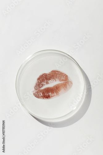 Outline of lips growing in a Petri dish photo