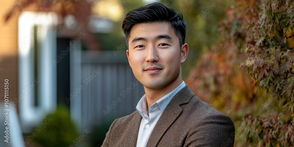 Confident Young Man in Smart Casual Attire Posing Outdoors Confident Young Man in Smart Casual Attire Posing Outdoors